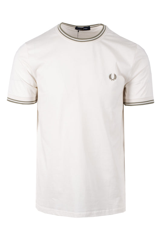 Fred Perry Twin Tipped T-Shirt Light Ecru/Olive Mint