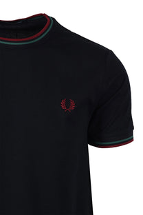 Fred Perry Twin Tipped T-Shirt Navy/Sport Green/Burnt Red Fred Perry