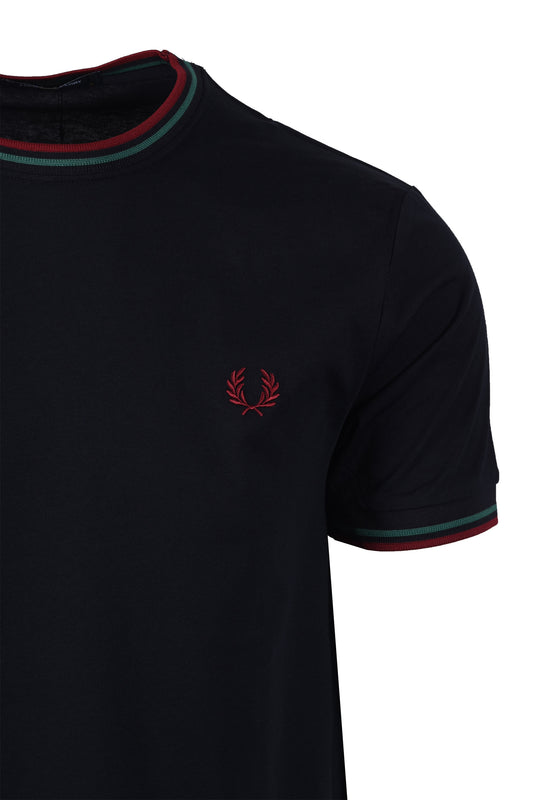 Fred Perry Twin Tipped T-Shirt Navy/Sport Green/Burnt Red