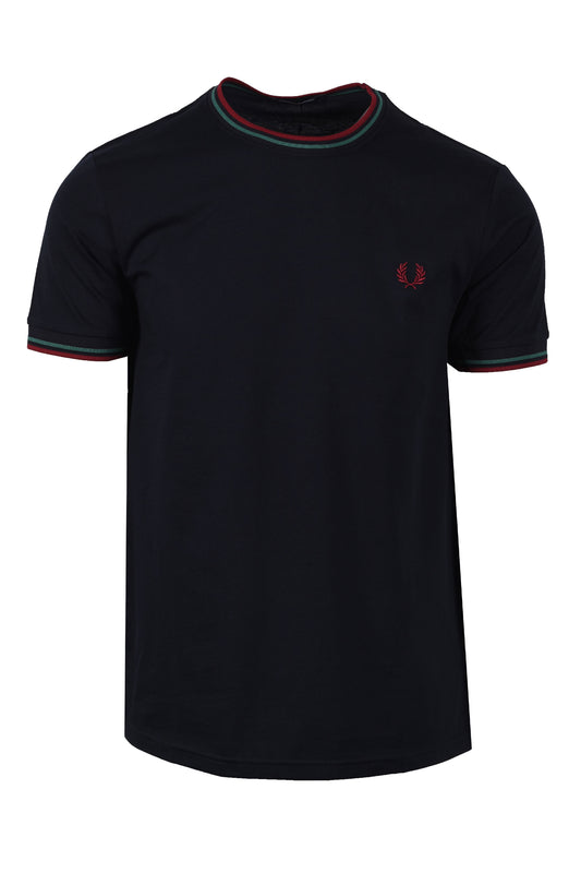 Fred Perry Twin Tipped T-Shirt Navy/Sport Green/Burnt Red