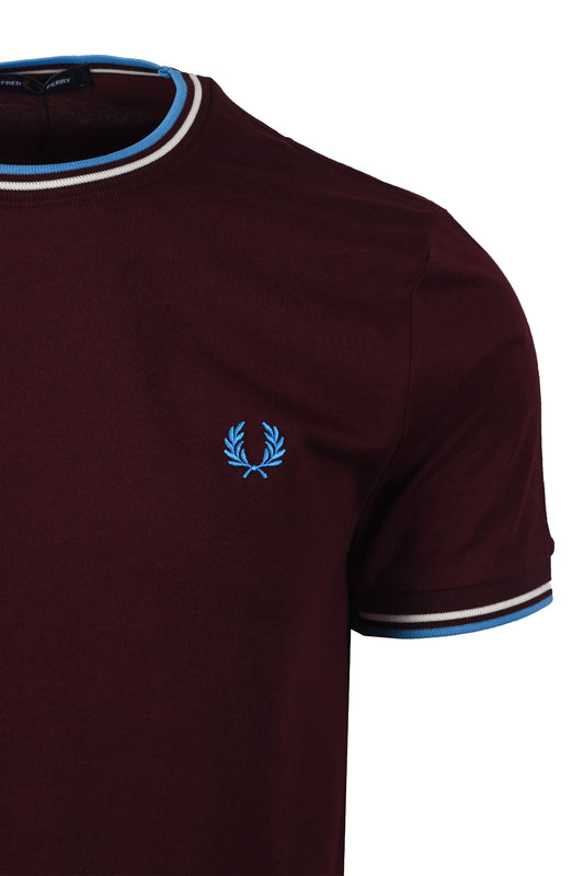 Fred Perry Twin Tipped T-Shirt Oxblood/Ecru/Court Blue