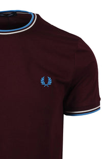 Fred Perry Twin Tipped T-Shirt Oxblood/Ecru/Court Blue Fred Perry