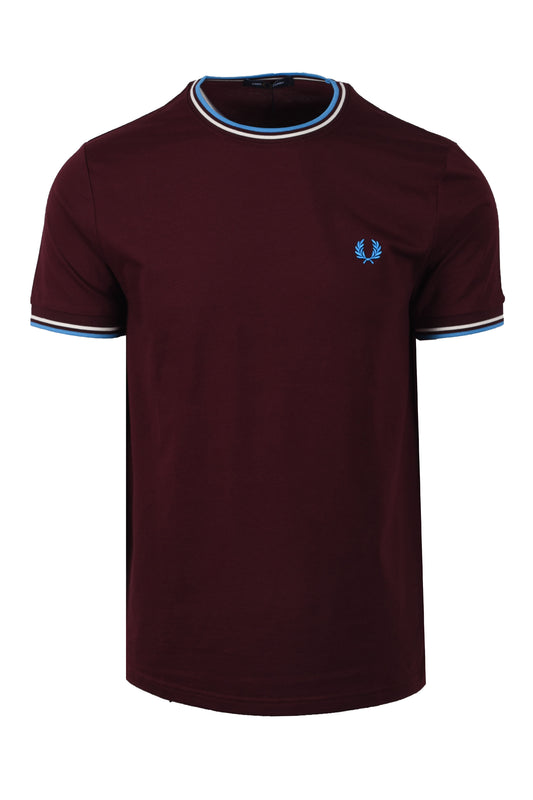 Fred Perry Twin Tipped T-Shirt Oxblood/Ecru/Court Blue