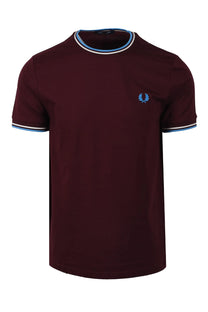 Fred Perry Twin Tipped T-Shirt Oxblood/Ecru/Court Blue Fred Perry
