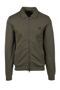 Fred Perry Zip Through Collared Sweatshirt Laurel Green Fred Perry