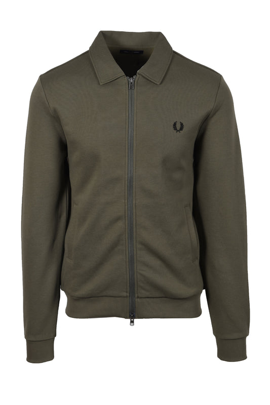 Fred Perry Zip Through Collared Sweatshirt Laurel Green