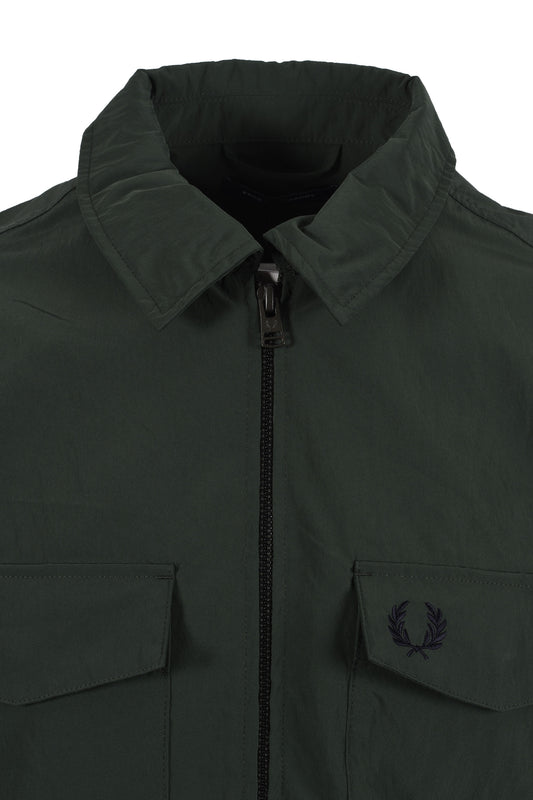 Fred Perry Zip Through Overshirt Court Green