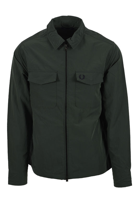 Fred Perry Zip Through Overshirt Court Green