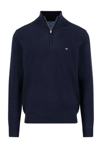 Fynch-Hatton Half Zip Knitwear Navy Fynch-Hatton