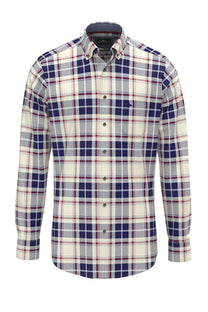 Fynch-Hatton Long Sleeve Checked Shirt Garnet Red Fynch-Hatton