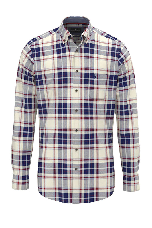 Fynch-Hatton Long Sleeve Checked Shirt Garnet Red