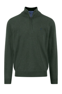 Fynch-Hatton Troyer Half Zip Knitwear Dark Ivy Fynch-Hatton