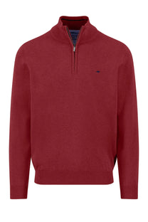 Fynch-Hatton Troyer Half Zip Knitwear Garnet Red Fynch-Hatton