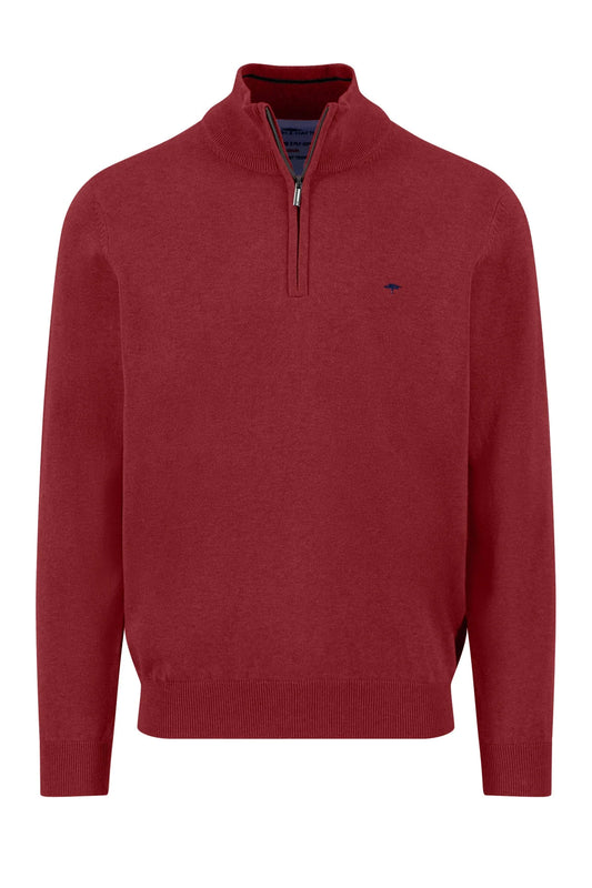 Fynch-Hatton Troyer Half Zip Knitwear Garnet Red