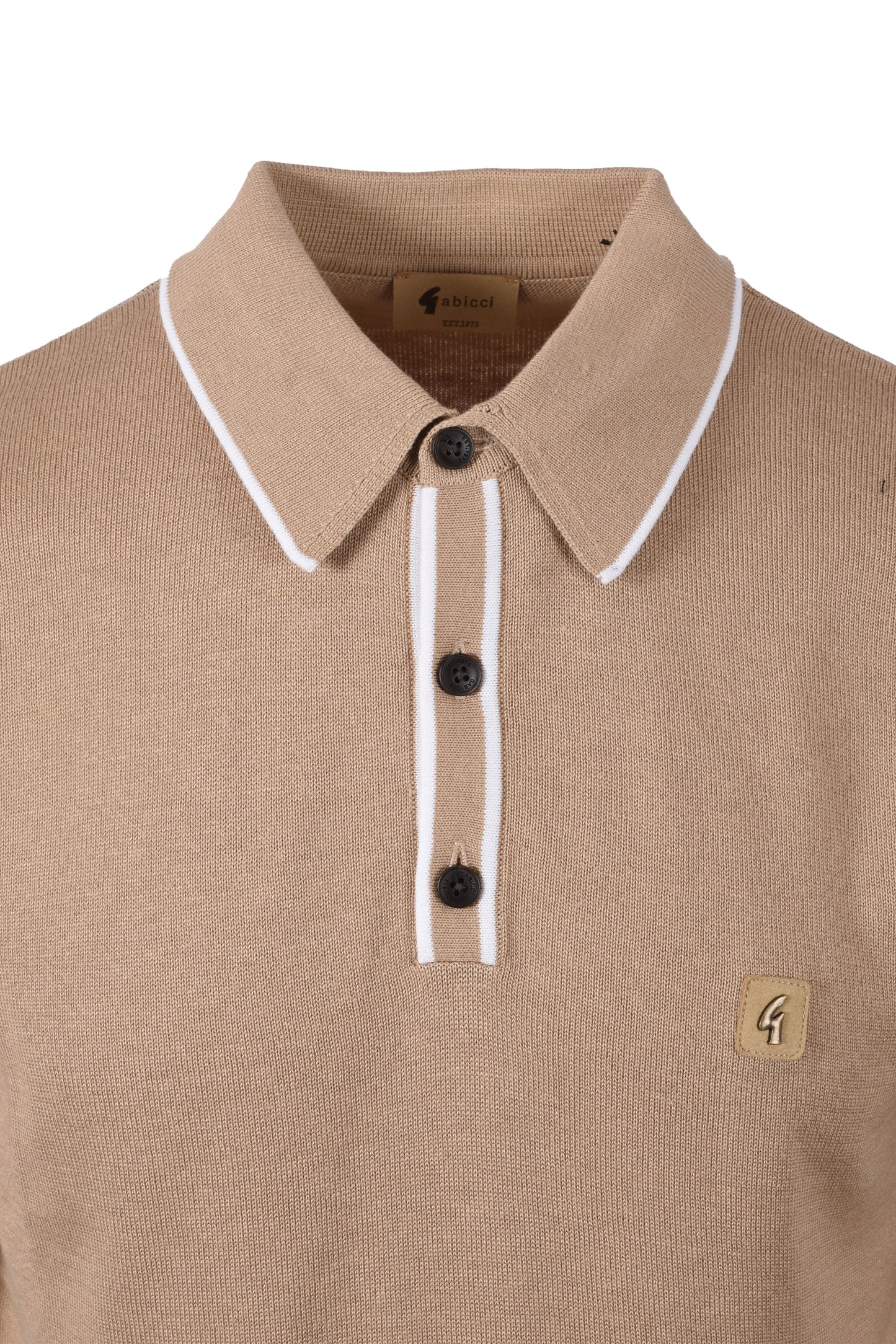 GABICCI LINEKER KNITTED POLO SHIRT SANDSTONE Gabicci Vintage Michael Stewart Menswear  Polo Shirts