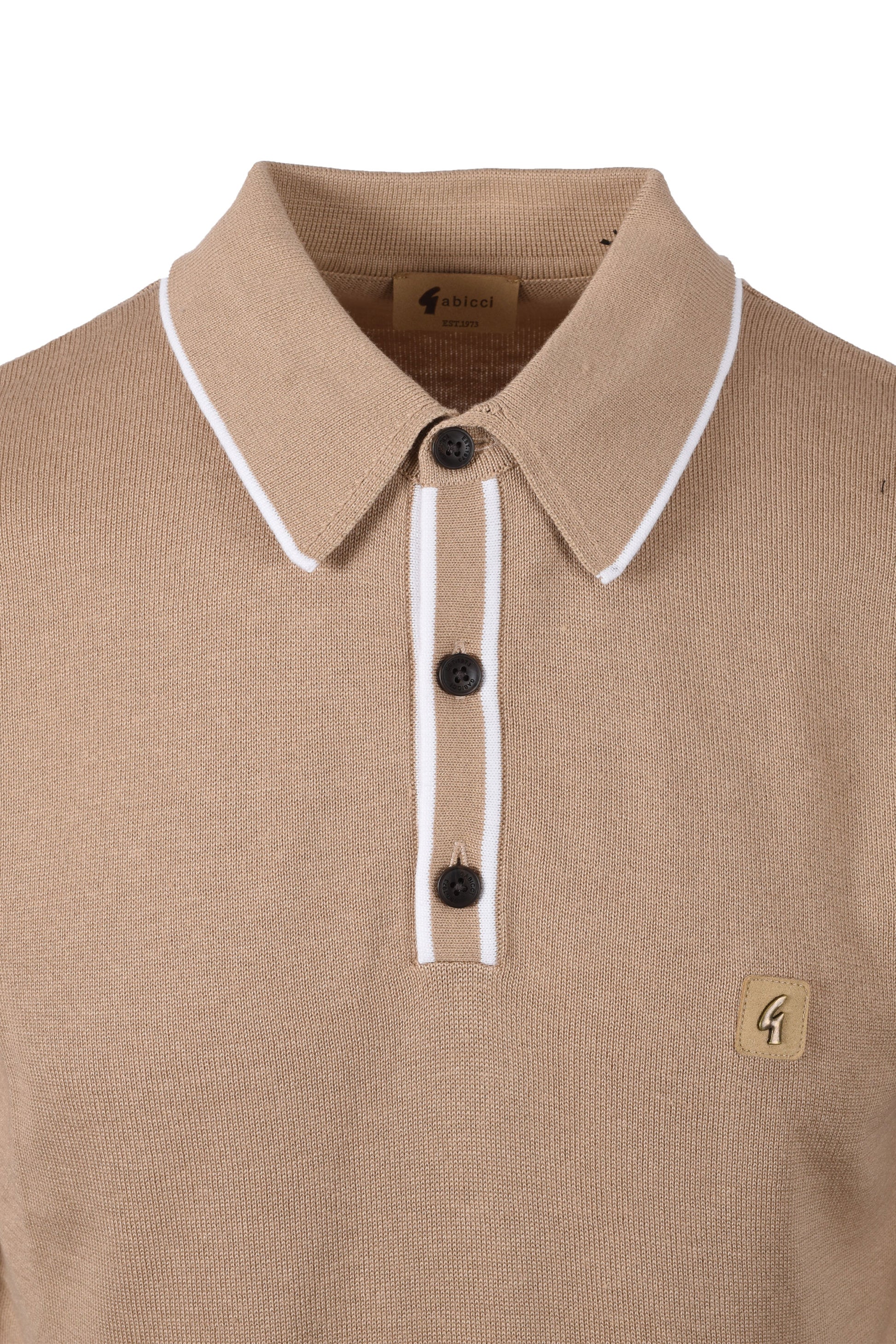 GABICCI LINEKER KNITTED POLO SHIRT SANDSTONE Gabicci Vintage Michael Stewart Menswear  Polo Shirts