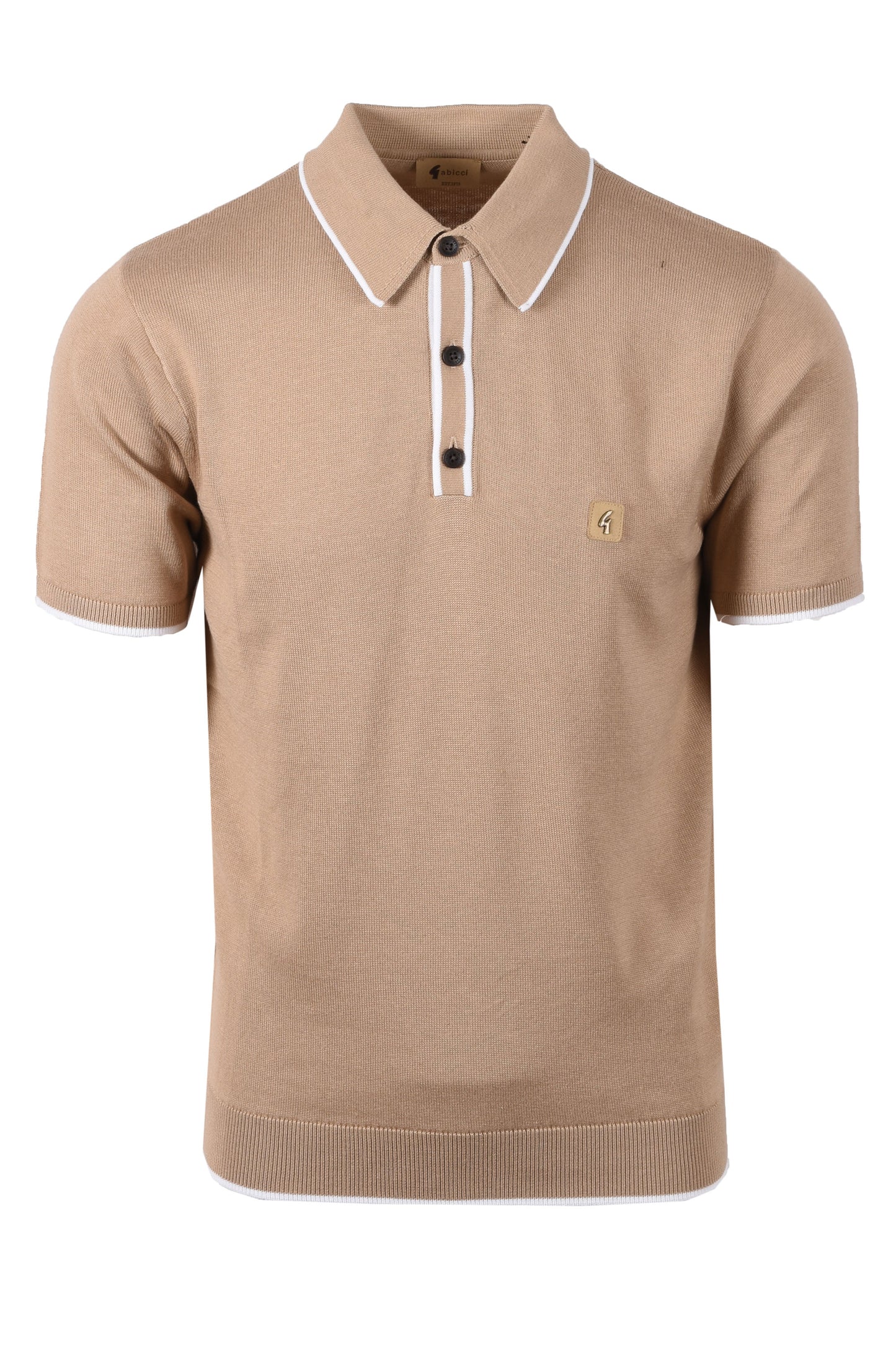GABICCI LINEKER KNITTED POLO SHIRT SANDSTONE Gabicci Vintage Michael Stewart Menswear  Polo Shirts