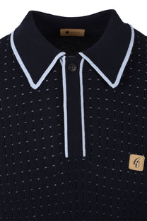 GABICCI VINTAGE OSBOURNE KNITTED POLO NAVY Gabicci Vintage Michael Stewart Menswear  Polo Shirts