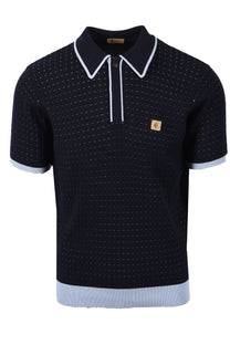 GABICCI VINTAGE OSBOURNE KNITTED POLO NAVY Gabicci Vintage Michael Stewart Menswear  Polo Shirts