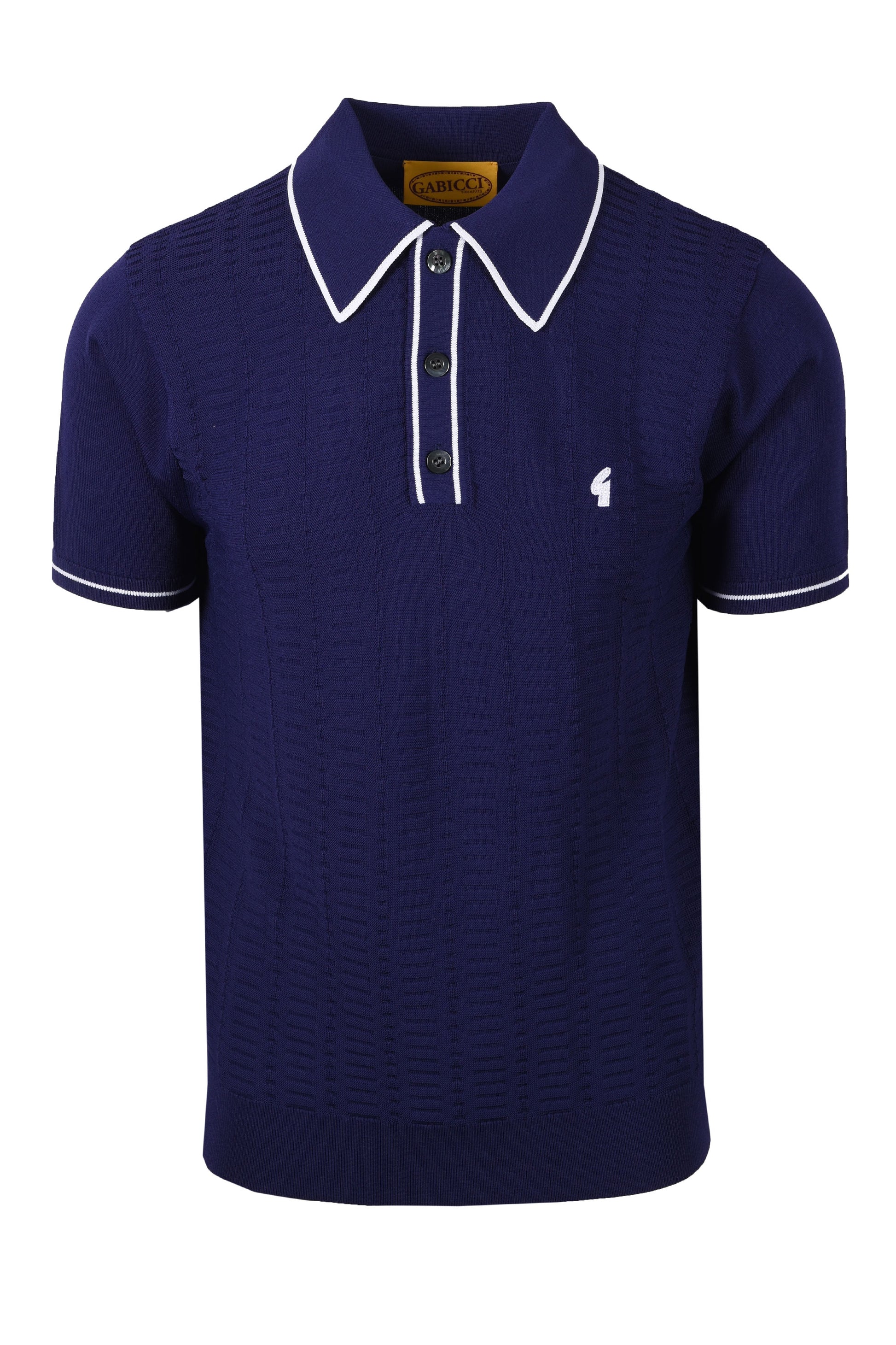 GABICCI VINTAGE RONNIE KNITTED POLO DELFT Gabicci Vintage Michael Stewart Menswear  Polo Shirts