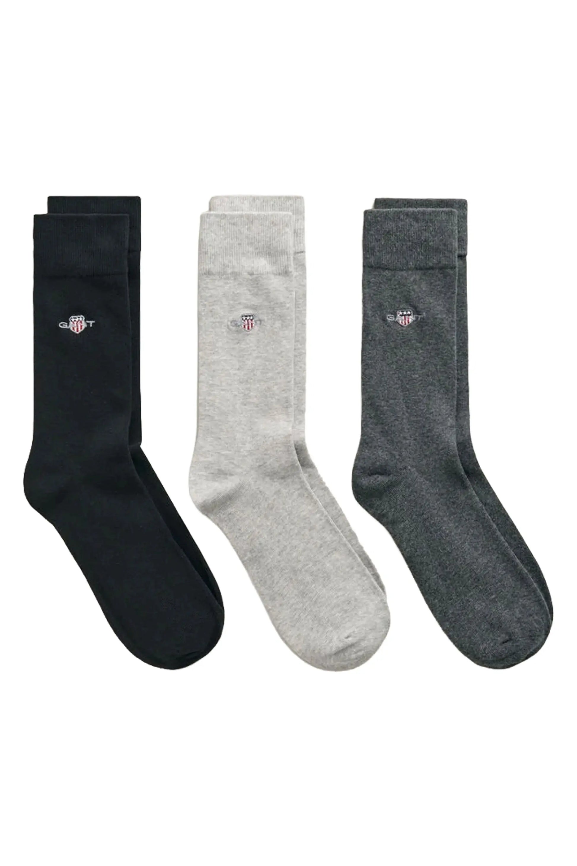 GANT 3 PACK SHIELD SOCKS BLACK/LIGHT GREY/CHARCOAL Gant