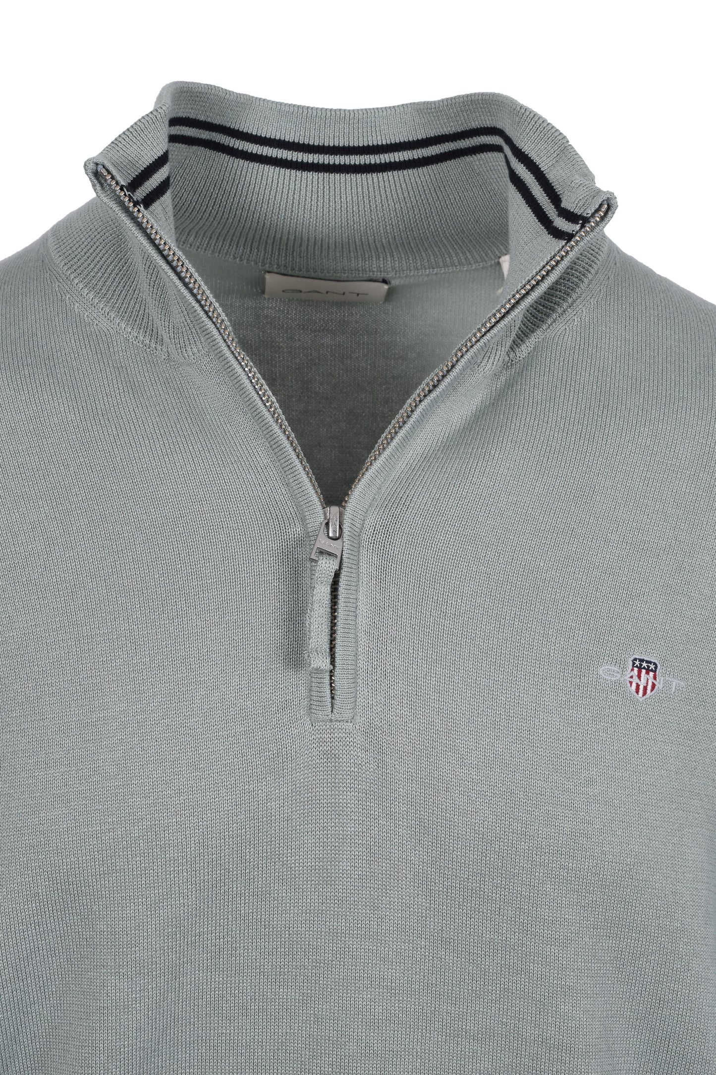 GANT CLASSIC COTTON HALF ZIP CERAMIC GREY