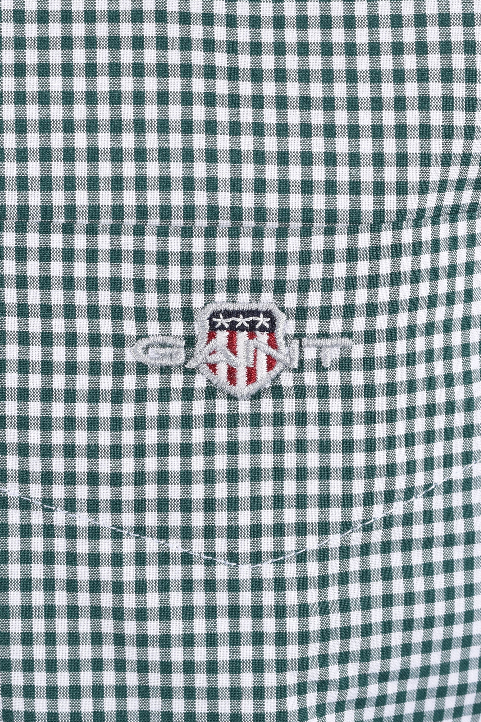 GANT CLASSIC POPLIN GINGHAM SHIRT DARK EMERALD Gant Michael Stewart Menswear  Shirts