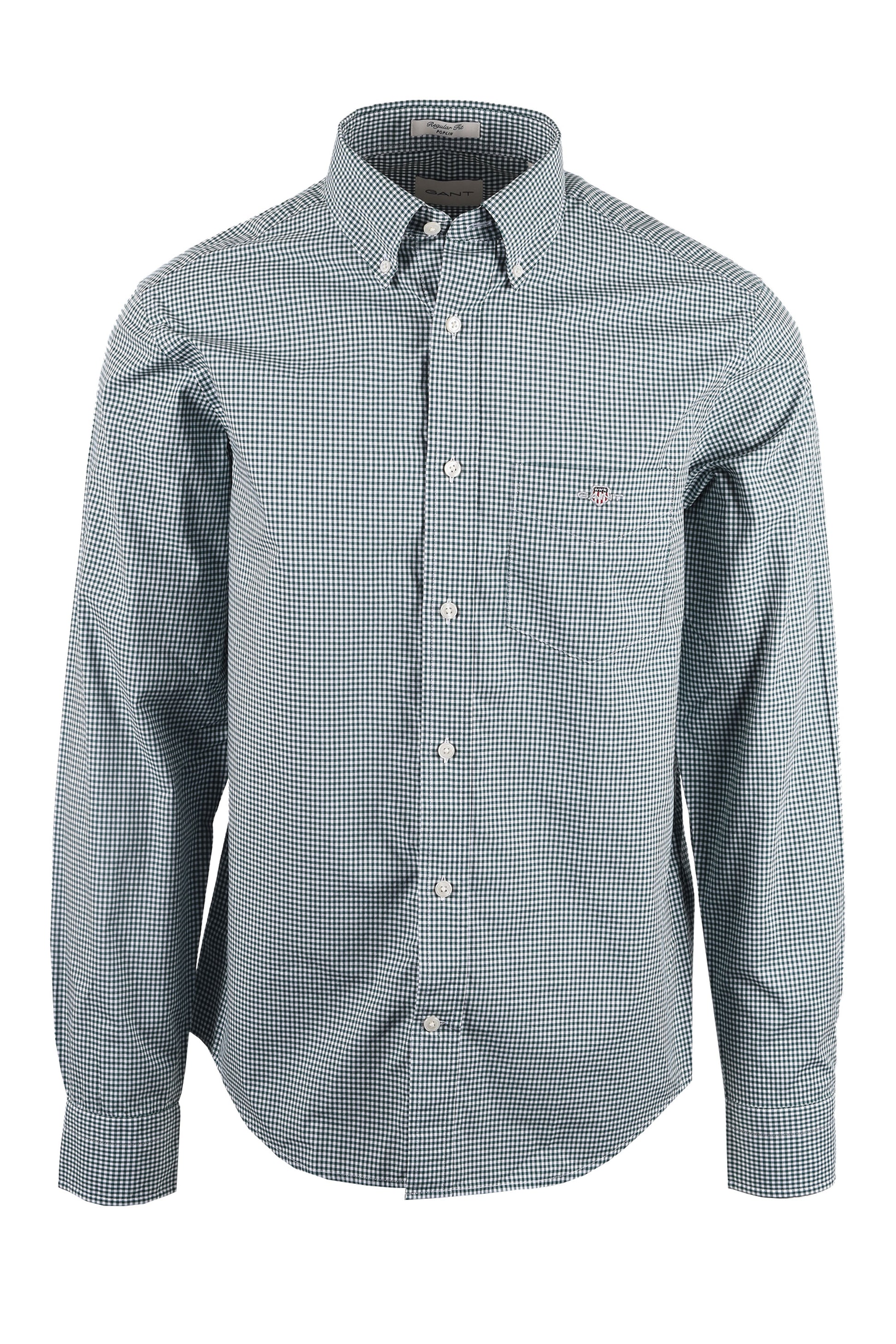 GANT CLASSIC POPLIN GINGHAM SHIRT DARK EMERALD Gant Michael Stewart Menswear  Shirts