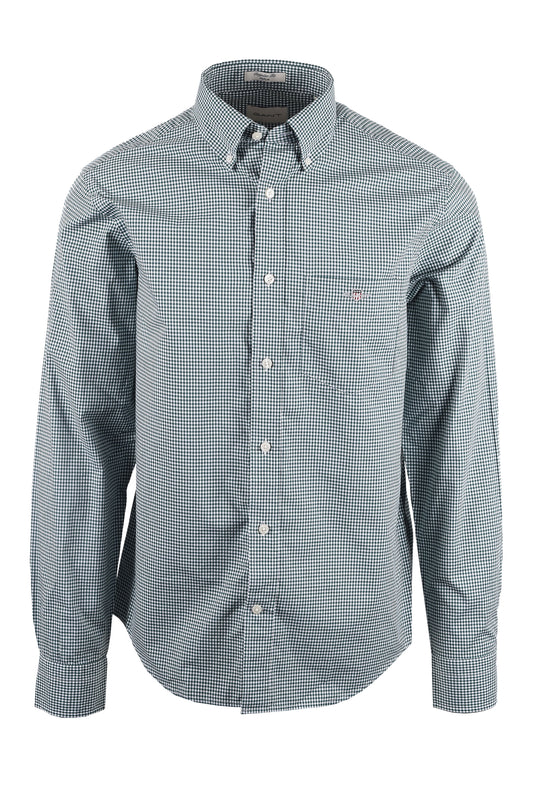 GANT CLASSIC POPLIN GINGHAM SHIRT DARK EMERALD Gant Michael Stewart Menswear  Shirts
