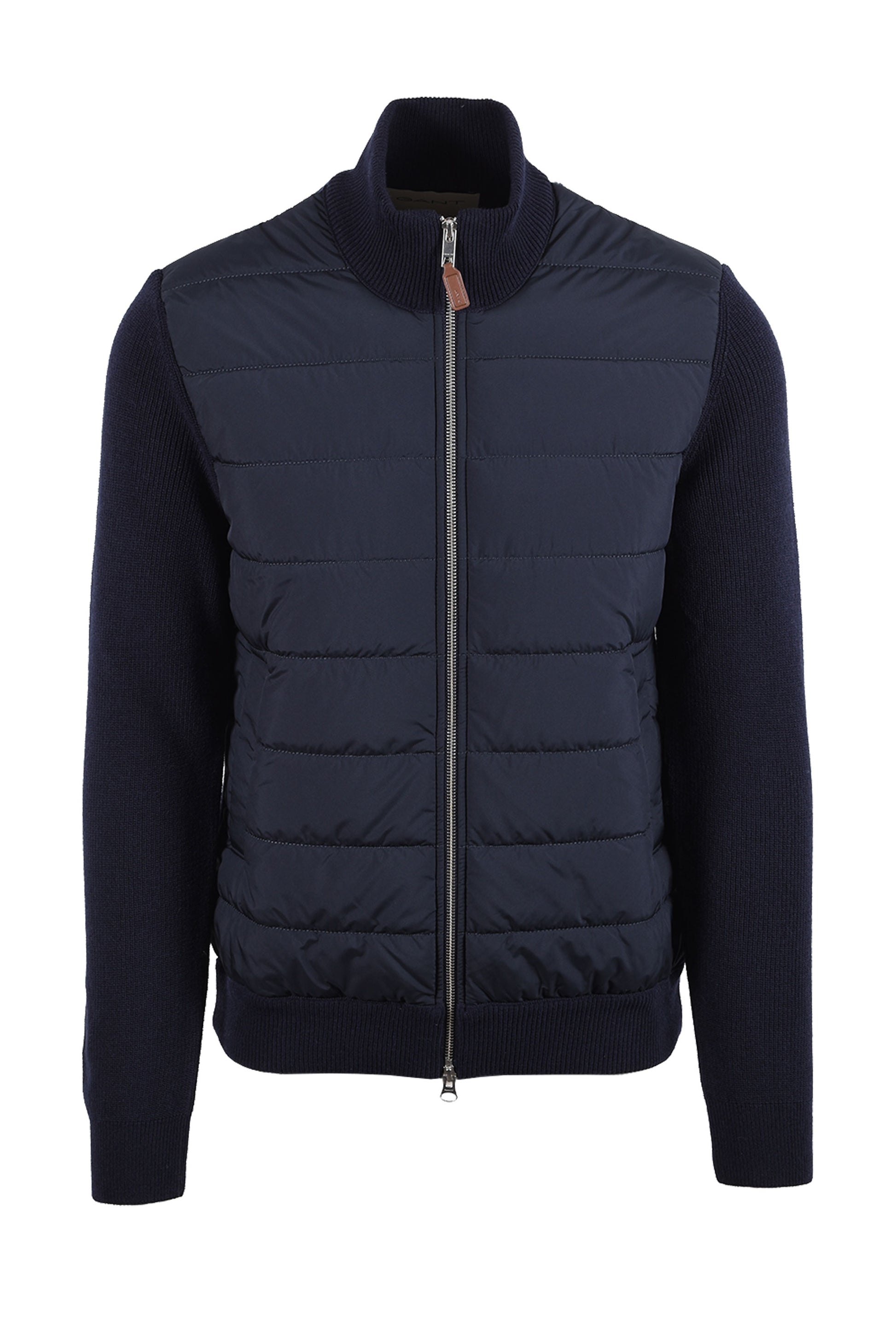 GANT HYBRID ZIPPED CARDIGAN EVENING BLUE Gant Michael Stewart Menswear  Knitwear