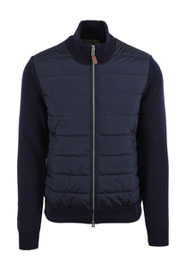GANT HYBRID ZIPPED CARDIGAN EVENING BLUE Gant Michael Stewart Menswear  Knitwear
