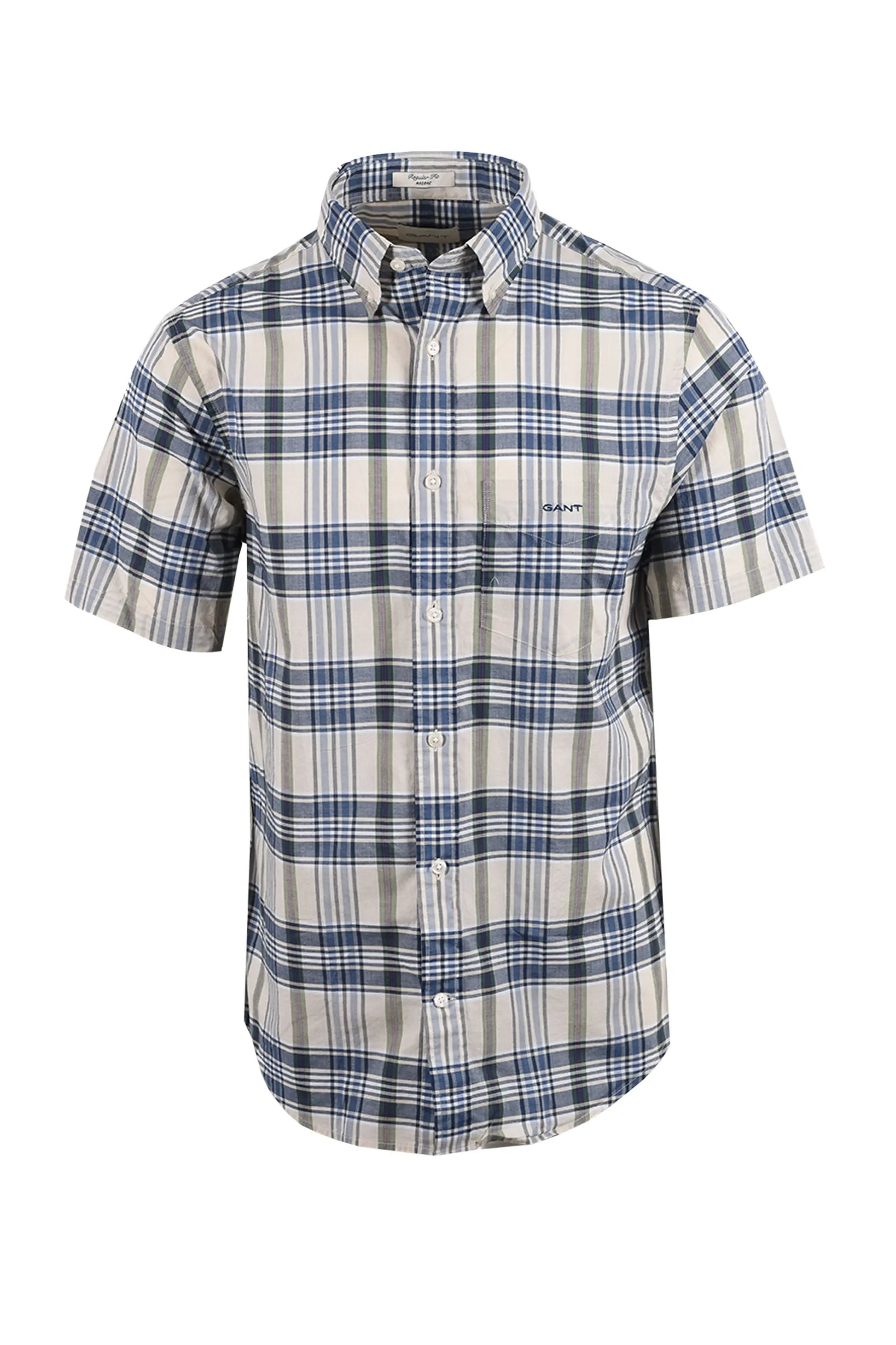 GANT MADRAS CHECK SHORT SLEEVED SHIRT FADED DENIM Gant