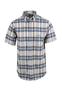 GANT MADRAS CHECK SHORT SLEEVED SHIRT FADED DENIM Gant