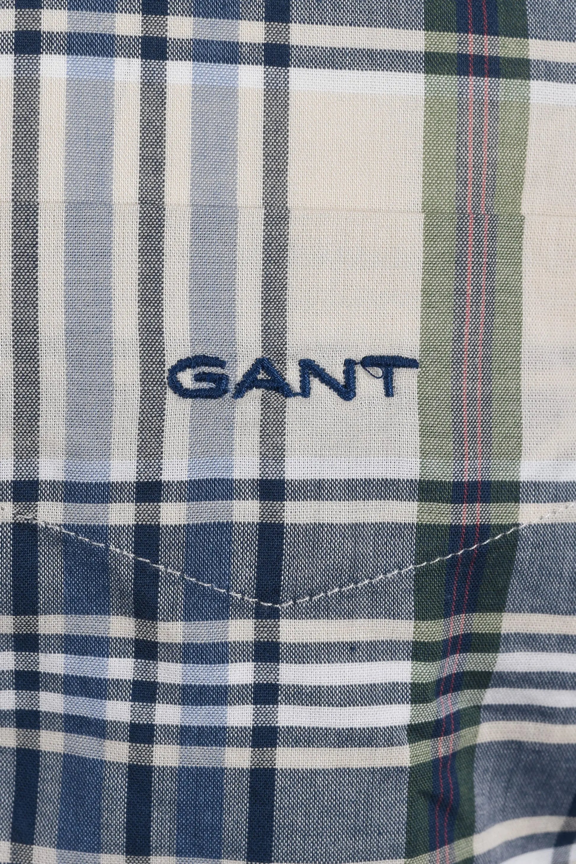 GANT MADRAS CHECK SHORT SLEEVED SHIRT FADED DENIM Gant