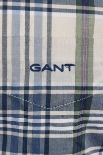 GANT MADRAS CHECK SHORT SLEEVED SHIRT FADED DENIM Gant
