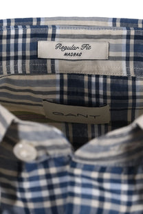 GANT MADRAS CHECK SHORT SLEEVED SHIRT FADED DENIM Gant