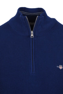 GANT MICRO TEXTURED HALF ZIP KNITWEAR RICH NAVY Gant