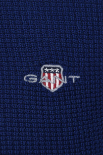 GANT MICRO TEXTURED HALF ZIP KNITWEAR RICH NAVY Gant