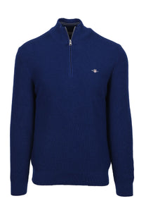 GANT MICRO TEXTURED HALF ZIP KNITWEAR RICH NAVY Gant
