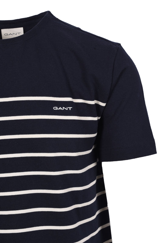 GANT PLACED STRIPE T-SHIRT EVENING BLUE