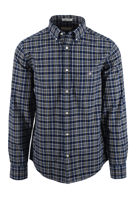 GANT REG ARCHIVE POPLIN INDIGO CHECK SHIRT INDIGO Gant Michael Stewart Menswear  Shirts