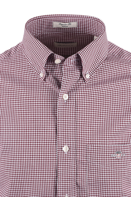 GANT REG CLASSIC POPLIN GINGHAM SHIRT DEEP GRAPE WINE Gant Michael Stewart Menswear