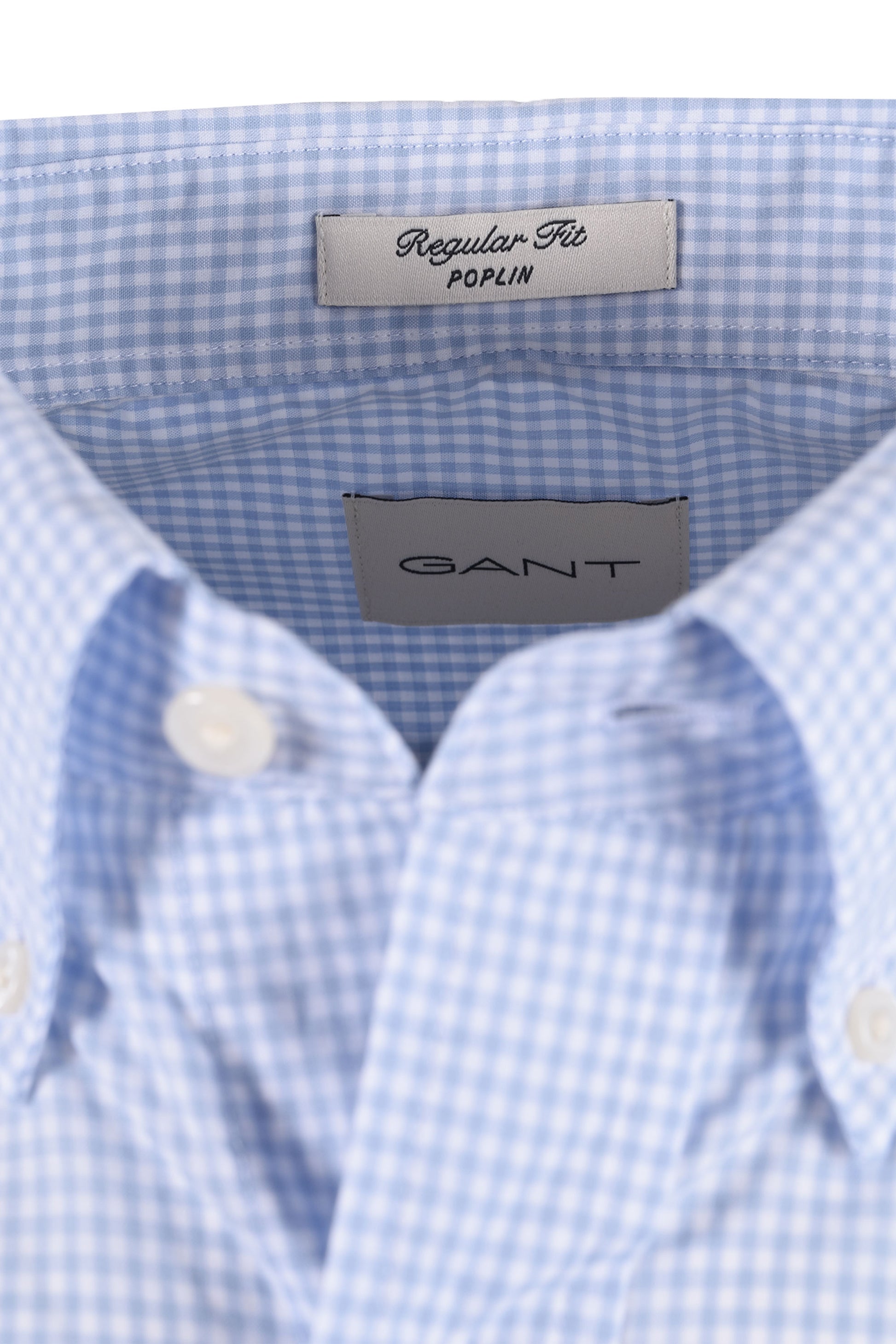 GANT REG CLASSIC POPLIN GINGHAM SHIRT LIGHT BLUE Gant Michael Stewart Menswear