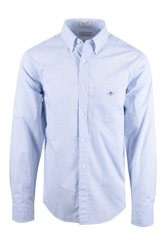 GANT REG CLASSIC POPLIN GINGHAM SHIRT LIGHT BLUE Gant Michael Stewart Menswear