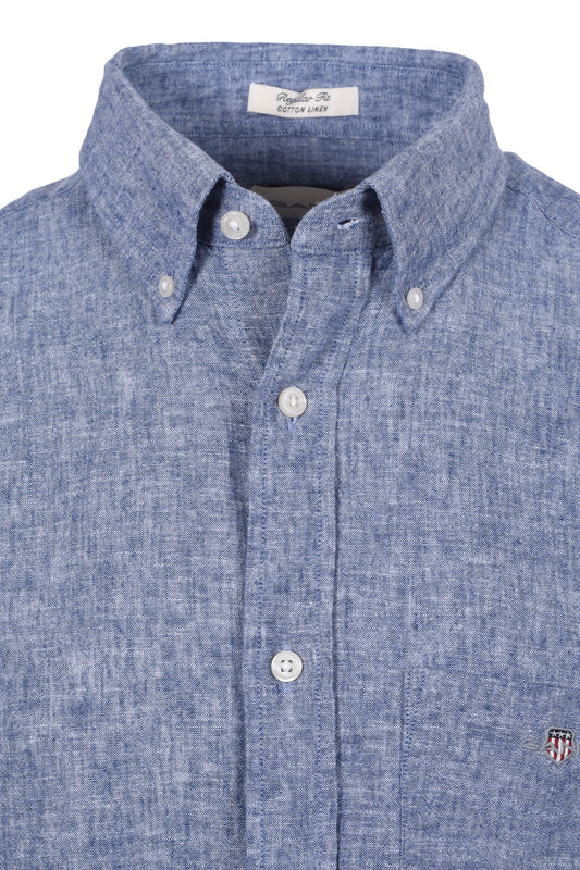 GANT REG COTTON LINEN SHORT SLEEVE SHIRT VINTAGE BLUE