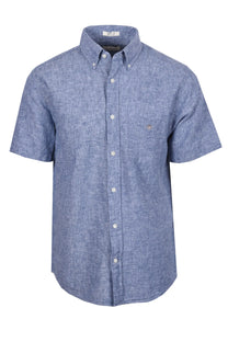 GANT REG COTTON LINEN SHORT SLEEVE SHIRT VINTAGE BLUE Gant