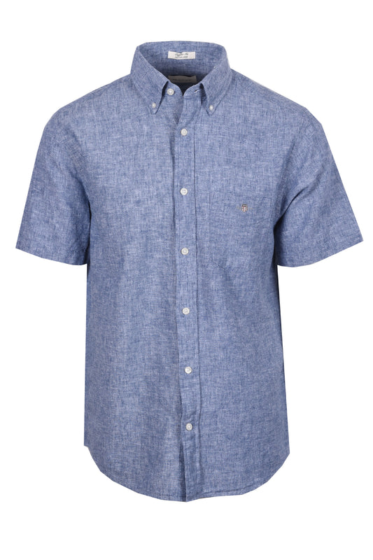 GANT REG COTTON LINEN SHORT SLEEVE SHIRT VINTAGE BLUE