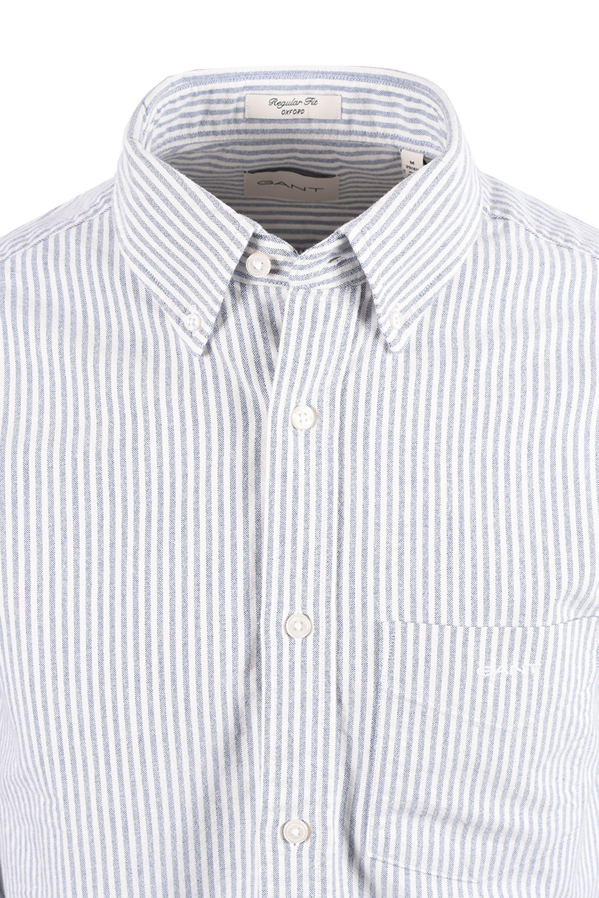 GANT REG FIT BRUSHED OXFORD STRIPE SHIRT CRISP BLUE Gant Michael Stewart Menswear  Shirts