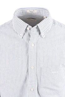 GANT REG FIT BRUSHED OXFORD STRIPE SHIRT CRISP BLUE Gant Michael Stewart Menswear  Shirts