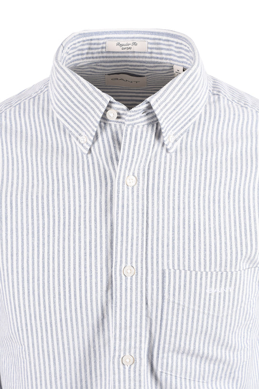 GANT REG FIT BRUSHED OXFORD STRIPE SHIRT CRISP BLUE Gant Michael Stewart Menswear  Shirts
